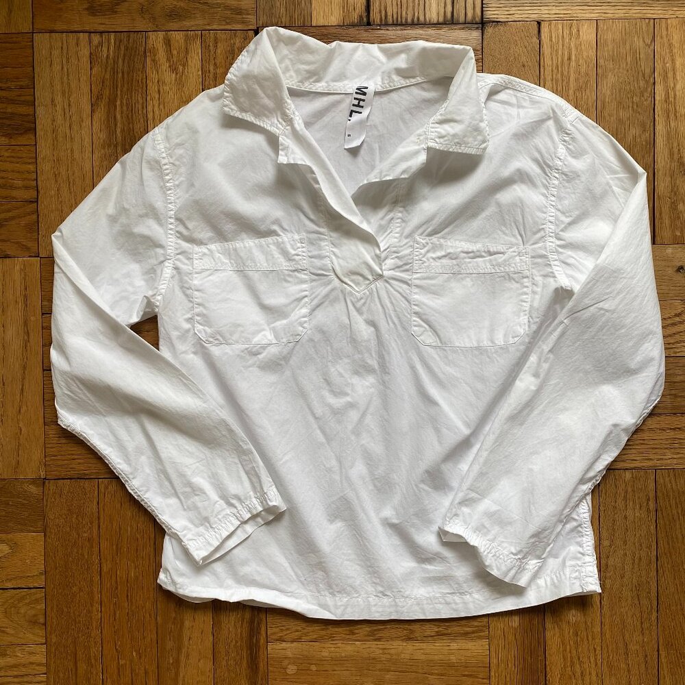 NWOT Mhl By Margaret Howell Cotton Poplin Shirt White Small
